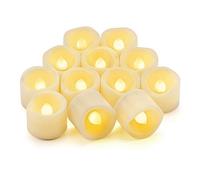 Lot de 12 bougies chauffe-plat à LED sans flamme à piles avec minuterie, bougies chauffe-plat électriques vacillantes réalistes pour baptême, fête de mariage, décoration de la maison, centre de table
