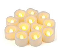 Lot de 12 bougies chauffe-plat LED sans flamme vacillantes à piles/électriques pour Noël, fête, festival, décorations de Noël, etc. (piles incluses)