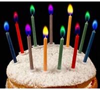 Lot de 12 bougies colorées pour gâteau d’anniversaire