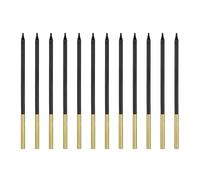 Lot de 12 bougies d'anniversaire, 14 cm, noir et doré