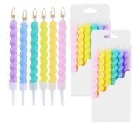 Lot de 12 bougies d'anniversaire en spirale macarone, décorations colorées pour fêtes prénatales, filles, garçons, bébés, femmes, anniversaires et mariages