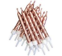 Lot De 12 Bougies D'anniversaire En Spirale Or Rose Métallisé Avec Supports 7,5 Cm Pour Décoration De Gâteau De Célébration Ahc133