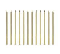 Lot de 12 bougies d'anniversaire, lisses, 14 cm, pour gâteau d'anniversaire, dorées