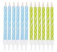 Lot de 12 Bougies d'Anniversaire "Magiques" 6cm Bleu & Vert Bleu G