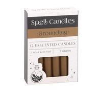 Lot de 12 bougies de sort marron pour rituels d'ancrage, force et stabilité - Lot de bougies magiques à base de plantes