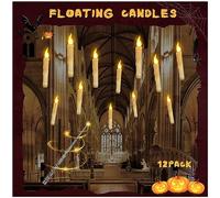 Lot de 12 bougies flottantes avec télécommande pour Halloween, Noël, fête d'anniversaire, décoration de plafond sans flamme, LED vacillante
