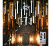 Lot de 12 Bougies Flottantes Magiques Suspendues avec Baguette,Bougies LED Flottantes sans Flamme à Piles et Télécommande avec Pince,Bougies Lumières d'Arbre de Noël Décoration à la Maison pour Fête