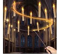 Lot de 12 bougies flottantes sans flamme avec baguette magique, décoration d'Halloween d'intérieur pour salles de banquet