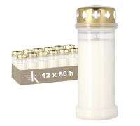 [Lot de 12] Bougies funéraire extérieure traditionnelle 6 jours - KRISTEN - 100% Végétale - Blanc
