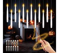 Lot de 12 Bougies LED Flottantes avec Télécommande Baguette Magique, Bougies Sans Flamme à Piles, Bougies Suspendues pour Noël, Mariage, Fête, Décoration Intérieure (avec 13 Batteries)
