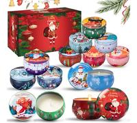 Lot de 12 bougies parfumées de Noël pour femme, bougies en cire de soja avec huiles essentielles, bougies d'aromathérapie pour la maison, soulager le stress, le bain, le yoga, Noël, Thanksgiving