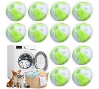 Lot de 12 Boules Anti Poils Machine à Laver - Réutilisables - Pour Famille Nombreuse ou Gros Animaux - Efficace contre Poils, Cheveux, Peluches (Vert)