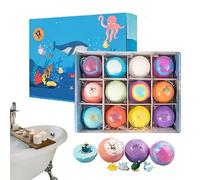 Lot de 12 boules de bain gazeuse rafraîchissantes pour le corps - Bain de douche avec œuf surprise pour enfants - Pour spa, hôtel, voyage, maison, baignoire, fille