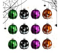 Lot de 12 boules de citrouille d'Halloween - Décoration effrayante - Pendentif d'arbre coloré - Décoration d'automne pour événements, fête, théâtre, maison effrayante