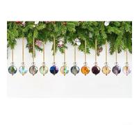 Lot de 12 boules de cristal conçues pour la décoration du sapin de Noël, avec des effets de lumière vive pour créer une atmosphère festive et élégante