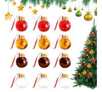 Lot de 12 boules de Noël à remplir - Transparentes - Avec couvercle de fermeture - Pour la maison, le salon, le restaurant, le centre commercial, le mariage