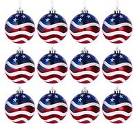 Lot de 12 Boules de Noël à Suspendre 8,9 cm pour Jour de l'indépendance, Boules de Noël patriotiques américaines 4 Juillet, décoration de fête, de Mariage, décorations d'arbre