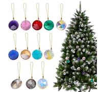 Lot de 12 Boules de Noël à Suspendre avec Cordon aléatoire - Décorations de Vacances en étincelant pour Arbre, Maison, fête et décoration Festive à Faire soi-même - 3 cm