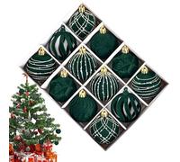 Lot de 12 boules de Noël à suspendre - Avec modélisation 3D détaillée - Pour cheminée de table, jardin, rampe d'escalier, fenêtre, chemin