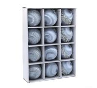 Lot de 12 boules de Noël à suspendre en plastique avec paillettes et fil de soie pour décoration d'arbre, couronnes, mariage, fiançailles et événements de vacances (B)