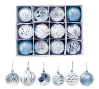 Lot de 12 boules de Noël à suspendre pour maison, fête, restaurant, bureau et manoir (E)
