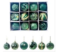 Lot de 12 boules de Noël à suspendre pour sapin de Noël, décorations saisonnières, festivals, décorations de vacances (vert)