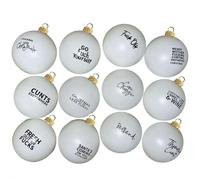 Lot de 12 boules de Noël amusantes et offensantes - Décorations de Noël hilarantes pour sapin de Noël, cadeau fantaisie pour intérieur et fête