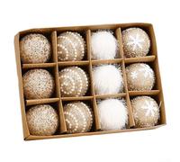 Lot de 12 boules de Noël avec détails complexes en forme de flocon de neige en mousse, taille de 7 cm, décorations d'art moderne pour décoration d'intérieur festive (or clair)