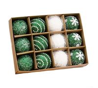 Lot de 12 boules de Noël avec flocons de neige en mousse complexes - Taille : 7 cm - Décorations d'art moderne pour décoration d'intérieur festive (vert)