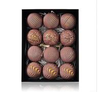 Lot de 12 boules de Noël avec motif vintage en relief à accrocher aux arbres de Noël et décoration festive d'intérieur (A)