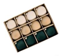 Lot de 12 boules de Noël avec texture floquée en velours et éléments de design classique, faites à la main pour décorer les arbres de Noël et les espaces de vacances (A)