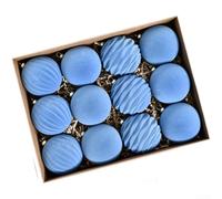 Lot de 12 boules de Noël avec velours floqué pour accrocher au sapin et pièces maîtresses festives en plastique (E)