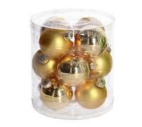 Lot de 12 Boules de Noël Classiques en Verre doré à Suspendre pour décoration d'arbre de 6 cm de diamètre