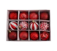 Lot de 12 boules de Noël de 6 cm pour décorations de sapin de vacances, pour cérémonie de mariage, fête, décoration à suspendre et utilisation saisonnière (rouge)