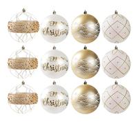Lot de 12 boules de Noël - Décorations de Noël - Galvanoplastie incassables - Boules décoratives de 10 cm - Décoration de fête de mariage pour sapin de Noël