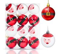 Lot de 12 Boules de Noel Décorations de Sapin de Noël pour Les Vacances, Les Fêtes de Mariage, la Décoration de Boules à Suspendre Rouge et Blanc 6cm