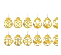 Lot de 12 boules de Noël double face en acrylique doré avec motifs festifs, rennes et flocons de neige, conçues pour une utilisation durable (or 1143)