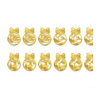 Lot de 12 boules de Noël double face en acrylique doré avec motifs festifs, rennes et flocons de neige, conçues pour une utilisation durable (or 1141)