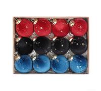 Lot de 12 boules de Noël en flanelle et velours avec ruban à suspendre pour sapin de Noël (B)