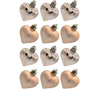 Lot de 12 boules de Noël en forme de cœur avec cerceaux métalliques à suspendre pour arbre, couronne et décoration d'événement, convient pour une utilisation en intérieur et en extérieur