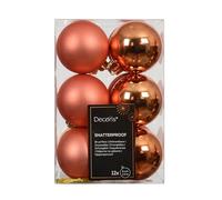 Lot de 12 boules de Noël en plastique - 6 cm - Classique et incassable - Boules de Noël pour Noël - Décoration de sapin de Noël et décoration de sapin de Noël - Orange chaud
