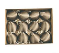 Lot de 12 boules de Noël en plastique léger avec boucles de suspension pour un placement facile (marron) - 6 cm - Finition velours brillant