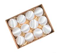 Lot de 12 boules de Noël en satin pour décoration de vacances sur arbres, portes et espaces de jardin avec fil de soie (blanc)
