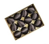 Lot de 12 boules de Noël en satin pour décorations de sapin et de vacances à suspendre (marron)