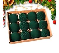 Lot de 12 boules de Noël en velours - 6 cm - Décoration à suspendre - Résistantes à la casse - Pour fête, hiver, salon, fête familiale, style maison de campagne - Extérieur