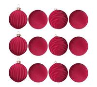 Lot de 12 boules de Noël, en velours, 6 cm, décoratives à suspendre, résistantes à la rupture, pour fête, hiver, salon, fête familiale, style maison de campagne, extérieur