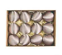 Lot de 12 boules de Noël en velours brillant de 6 cm - Décorations floquées pour sapin de vacances, boules de Noël minimalistes nobles en gris/violet, beige, marron (gris-violet)