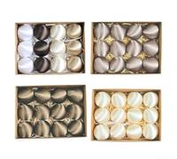 Lot de 12 boules de Noël en velours brillant de 6 cm - Décorations floquées pour sapin de vacances, boules de Noël minimalistes nobles en gris/violet, beige, marron (quatre couleurs)