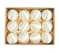 Lot de 12 boules de Noël en velours brillant de 6 cm pour décoration saisonnière, adaptées pour les arbres, les fenêtres et les accents de cheminée (beige)