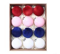 Lot de 12 boules de Noël en velours épais de 6 cm de diamètre pour décoration festive (D)